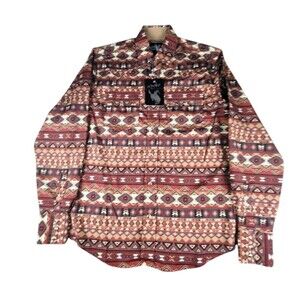 Rodeo Clothing Co Shirt Mens Small Multicolor Aztec Snap Long Sleeve Western